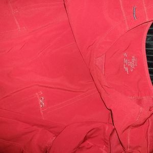 Cherokee Infinity Women’s Scrub Pants Red Rib Knit Waist Drawstring Pockets L tl